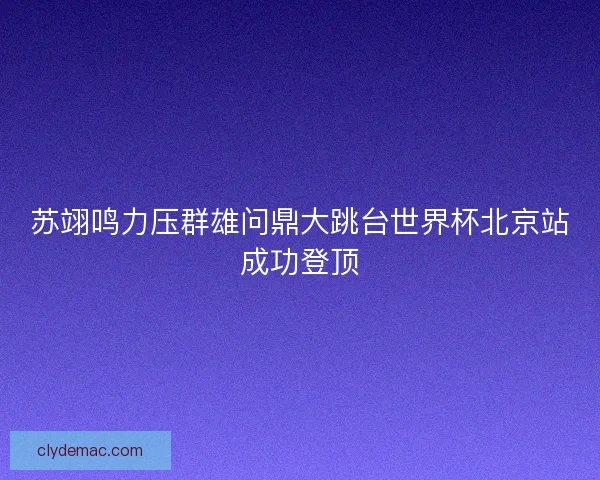 苏翊鸣力压群雄问鼎大跳台世界杯北京站成功登顶
